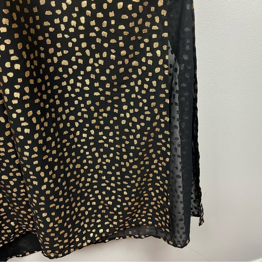 Swimsuits For All Black Metallic Gold Spots Cover Up Sheer‎ Caftan Size 2X/3X - Picture 5 of 10